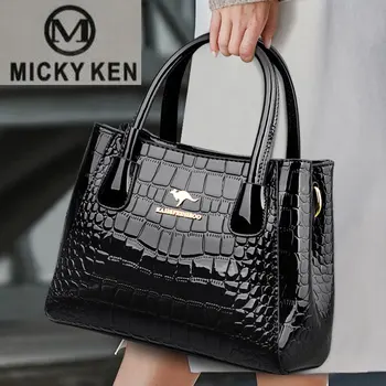 2023 Дамски чанти дизайнер луксозна лачена кожа рамо сак крокодил модел чанти портмонета дами crossbody кофа сак