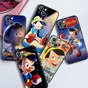 Disney Pinocchio сладък за Apple iPhone 15 14 13 12 11 XS XR X 8 7 6 6S 5 5S Pro Max Plus черен калъф за телефон