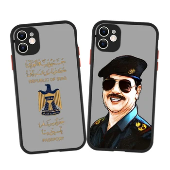 Луксозен матов калъф за телефон за iPhone 11 12 13 14 Pro Max X XR XS 7 8 Plus Саддам Хюсеин Ирак флаг мека броня ясно твърд PC капак