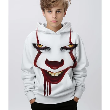 Joker Kids Hoodie Boy Sweatshirt Fashion Scary Face 3D Printed Hoodies For Boys Tops Streetwear Girl Pullover Детски дрехи