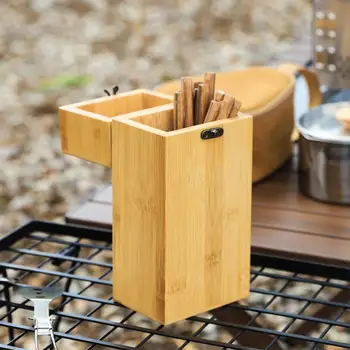Бамбукова кутия за съхранение на дървени прибори Домакински кухненски инструменти Ресторант за съхранение Кутия за ножове и вилични пръчици Западни кутии за прибори за хранене