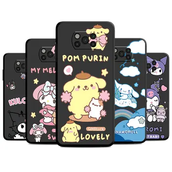 Cinnamoroll Kitty MY Melody Телефон Черен калъф за Xiaomi Poco F5 X5Pro C40 X3 NFC F4 X5 X4 GT F3 C55 F1 M3 Луксозен силиконов капак