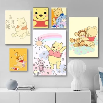 Canvas Paintings Disney Cartoon Anime Winnie Tigger The Pooh Modular Wall Art Pictures HD Print for Living Room Home Decoration