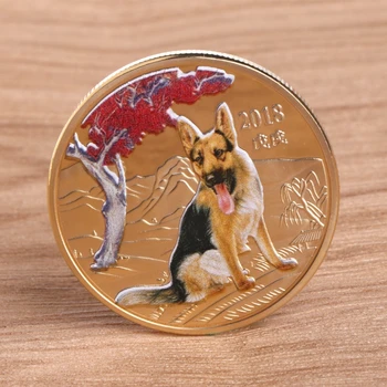 Възпоменателна монета Колекция сувенирни колекционерски монети Арт занаятчийски подаръци 2018 Куче Нова година Златно сребърно кученце
