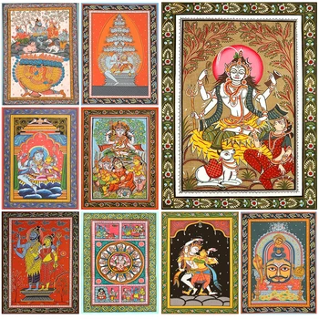 Индийска религия Равана смущава Кайлаша Шива-Парвати Картини за стена Плакат за хол Стенно изкуство Платно Живопис без рамка
