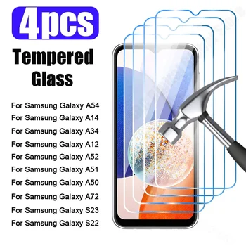 4PCS защитно стъкло за Samsung A54 A14 A34 A12 A52 A71 A51 A50 S23 S22 Plus закалено стъкло за Samsung S21 S20 FE A53 A13 5G
