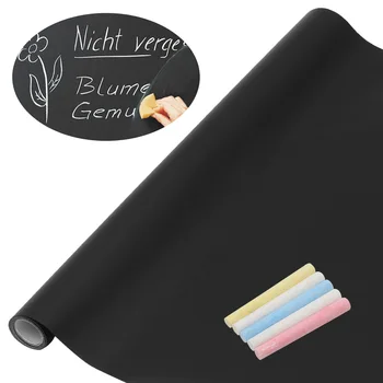 Черна дъска хартия сменяеми черна дъска стена стикер самозалепващи се многократна употреба бюлетин стена стикер с 5 креда за деца