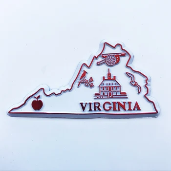 Магнит за хладилник Вирджиния САЩ карта творчески културен пейзаж декорация съобщение стикери туризъм сувенир