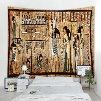 Древноегипетски стенопис Стена на гоблена Фараон Висящи постелки за легло Хипи стил фон плат Начало Декор Гоблени Таписери