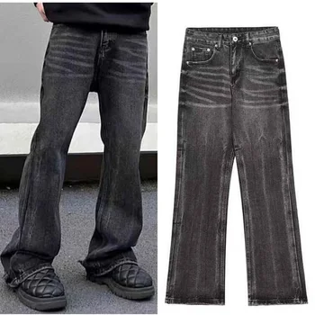 Мъжки дънки Модна марка Просяшки панталони Широки панталони за крака Дънкови панталони
