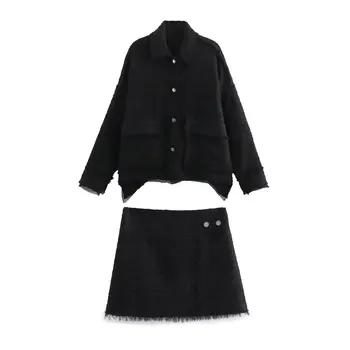 Жените нова мода джоб декорация текстурирани случайни яке палто реколта дълъг ръкав бутон нагоре женски връхни дрехи шик риза