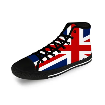 Britain British UK Flag Union Jack Casual Cloth Fashion 3D Print High Top Canvas Shoes Men Women Леки дишащи маратонки