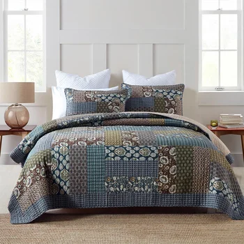 CHAUSUB памук юрган комплект ръчно изработени пачуърк 3PCS покривка за легло на леглото утешител крал кралица размер лятно одеяло за легло покривка