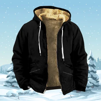 Топли качулки цип за мъже Argyle Daily класически случайни зимни дълъг ръкав палто случайни качулка яке връхни дрехи