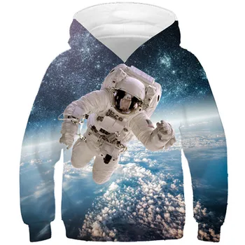 2022 Нови 3D качулки за момчета момичета дълъг ръкав Blue Galaxy космически астронавт суитчъри деца готини пуловери върховете детски дрехи