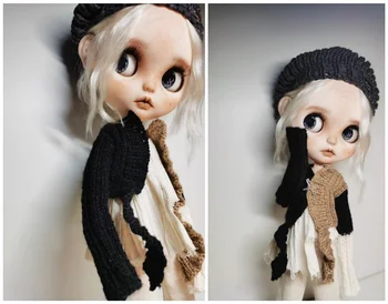 Контраст неправилен дизайн усещане малък плат Blythe кукла пуловер палто трикотаж ob22 ob24 бебе облекло есен нов продукт жена