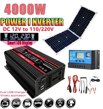 110/220V слънчева система мощност инвертор комплект 4000W мощност инвертор с интелигентен LCD дисплей 36W / 18V слънчев панел + 30A контролер