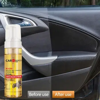 Car Interior Foam Cleaner Spray Multi-Functional Leather Decontamination & No-Rinse 200ml Portable Car Foam Cleaner Spray