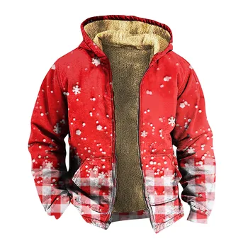 Мъжки зимни дрехи 2023 Елегантни висококачествени мъжки палта Якета с юфка Дълги ръкави Коледен печат Мъжко яке Зима Y2k