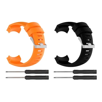 2 Комплект за подходящ Sunto Core ALU BLACK Маншет Силиконова гривна Смарт часовник Маншет, оранжев и черен