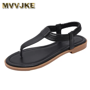 MVVJKEКомен удобни флип флоп римски сандали случайни ципове обувки плаж сандал високо качество кожа твърди сандали