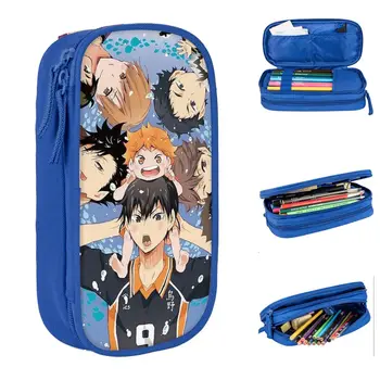 Haikyuu молив случай японски аниме моливи писалка притежателя за момичета момчета големи чанти за съхранение училищни пособия подарък канцеларски материали