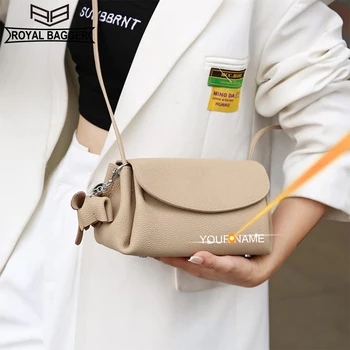 Royal Bagger корейски стил женски естествена крава кожа Crossbody рамо чанта мода слон висулка облак чанти за жени 1101