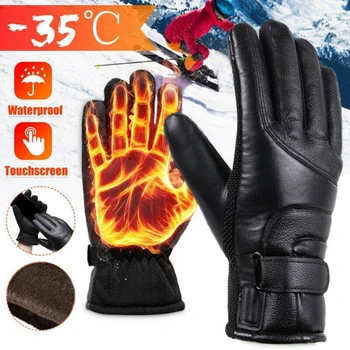 USB отопляеми ръкавици PU зимни електрически ръкавици за затопляне Меки кожени отоплителни ръкавици Зимни външни топли ръкавици за офроуд ски