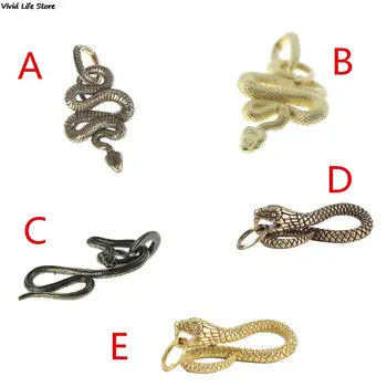 1pc Различни стилове ръчно изработени ключодържател месинг метал змия форма ключодържател мода животински ключодържател чанта висулка