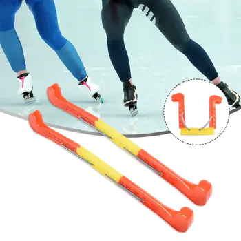 1Pair Ice Skate Blade Covers Прибираща се пружинна предпазител за кънки за лед Хокейно-скоростни кънки Регулируемо-защитно оборудване за кънки