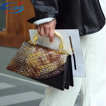 Модна марка естествена кожа Дамски чанти 2023 Нов крокодил модел рамо crossbody чанта дама парти пратеник черупки чанти
