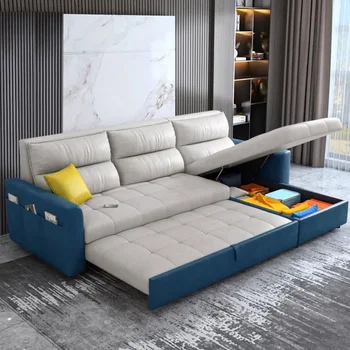 Cozy Extendeble Fancy дивани легла Kawaii бяло синьо елегантен салон хол дивани модерен луксозен канапе конвертируеми мебели