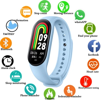 2023 Ново за Xiaomi Smart Watch Band PK MI 6/7/8 Мониторинг на сърдечната честота и кръвното налягане Спортен часовник Проследяване на активността Маншет