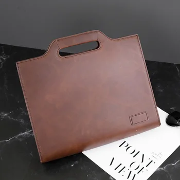 Луд кон кожа ретро куфарче мъже iPad документ стереотипна чанта цип плик чанта мъжки бизнес случайни чанти чанти