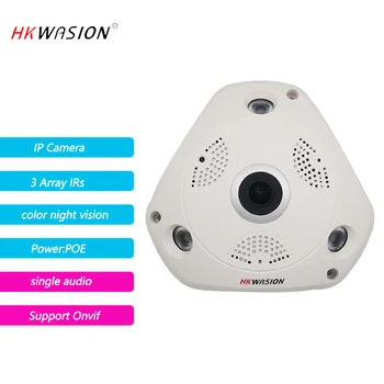 HKWASION Широкоъгълен 180 градуса 4K 8MP Ultra HD H.265 POE IP камера 5MP 2MP AI Откриване на движение Еднопосочен аудио вътрешен куршум