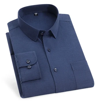 100% чист памук Оксфорд мъжки раирана риза дълъг ръкав редовни годни мъже джоб случайни риза свободно време есен мъжка блуза S-8XL