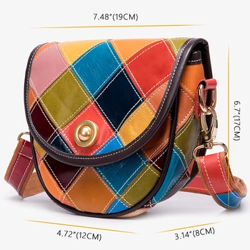 Многоцветна пачуърк дизайнерска чанта за жени Чанти за рамо от естествена кожа Малки чанти Messenger Crossbody Leather Women Bag
