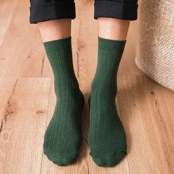 есен зима чист цвят мъжки чорапи памук топло черно и бяло щастливи чорапи мъжки подаръци за мъже EUR 39-44 387
