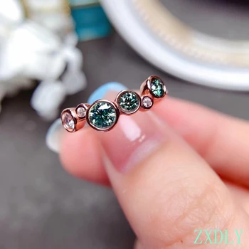 2023 Мода пращене зелен Moissanite пръстен за жени бижута лъскав лаборатория диамант сватба 925 сребърен пръстен рожден ден подарък безплатен кораб