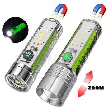 USB акумулаторно LED фенерче LED ключодържател с опашен магнит Uv светлина многофункционални преносими фенерчета къмпинг светлини