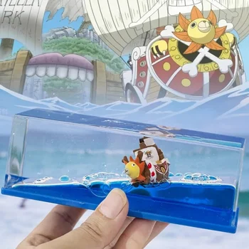 One Piece 3d Ship Fluid Drift Bottle Thousand Sunny Ship Going Merry Boat One Piece Floating Boat Ornament Decompression Decor