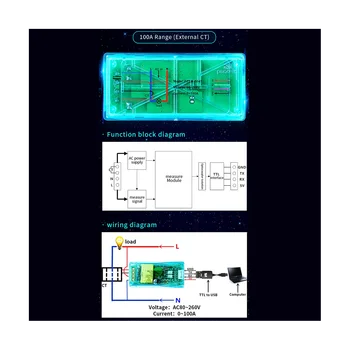 100A PZEM 004T 3.0 Wattmeter+Case+Close CT Kwh Meter Volt Amp Current Test Module for Arduino TTL COM2/COM3/COM4