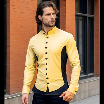 2023 Есен/Зима Нова мода Ежедневни мъжки ризи Цветни мъжки ризи с дълъг ръкав