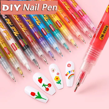 12 цвята арт графити писалка комплект DIY нокти акрилна боя писалки фин връх нокти писалки изкуство маркер линия рисунка, пунктиране