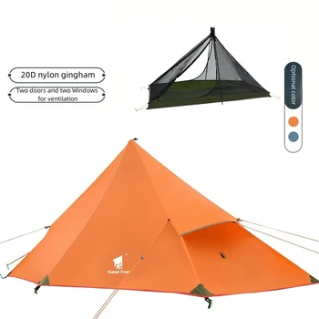 Един човек преносим къмпинг палатка открито оборудване пикник риболов двоен слой дъждоустойчив ветроупорен UV доказателство пирамида палатка