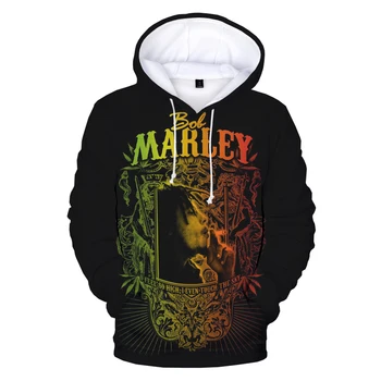 Bob Marley 3D Prited Hoodies Суитчъри за мъже и жени Реге суичъри Отпечатани пуловер Унисекс Harajuku извънгабаритни качулки