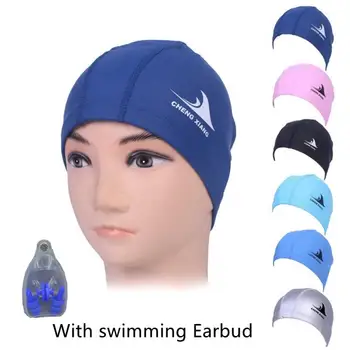 Плувна шапка водоустойчив PU плат плувен басейн водни спортове защита ухото дълга коса шапка за баня аксесоари плюс размер за мъже жени възрастни