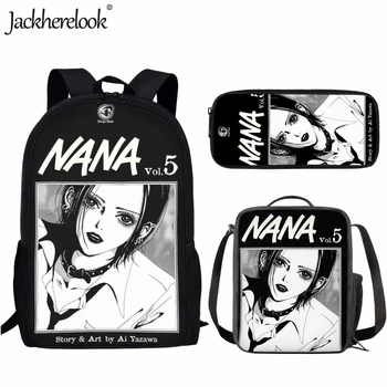 Jackherelook 3pcs тийнейджър голям капацитет училище чанта мода ново аниме Нана Осаки печат раница студент практически bookbag обяд чанта