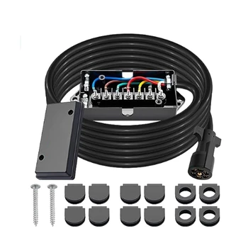 7 Way Inline Trailer Plug с устойчива на атмосферни влияния разклонителна кутия 8 фута седемжилен кабелен кабелен кабел за RV ремарке US Plug Durable