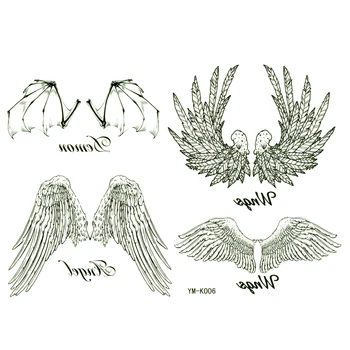 Ангелски крила водоустойчиви временни татуировки стикери мъже и жени Врат гръб и ръка tatoo taty хена татуировка